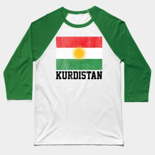 Kurdistan / Faded Vintage-Style Flag Design Baseball T-Shirt